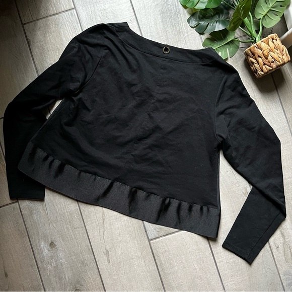 Luukaa black long sleeve ribbon hem top - Picture 8 of 10